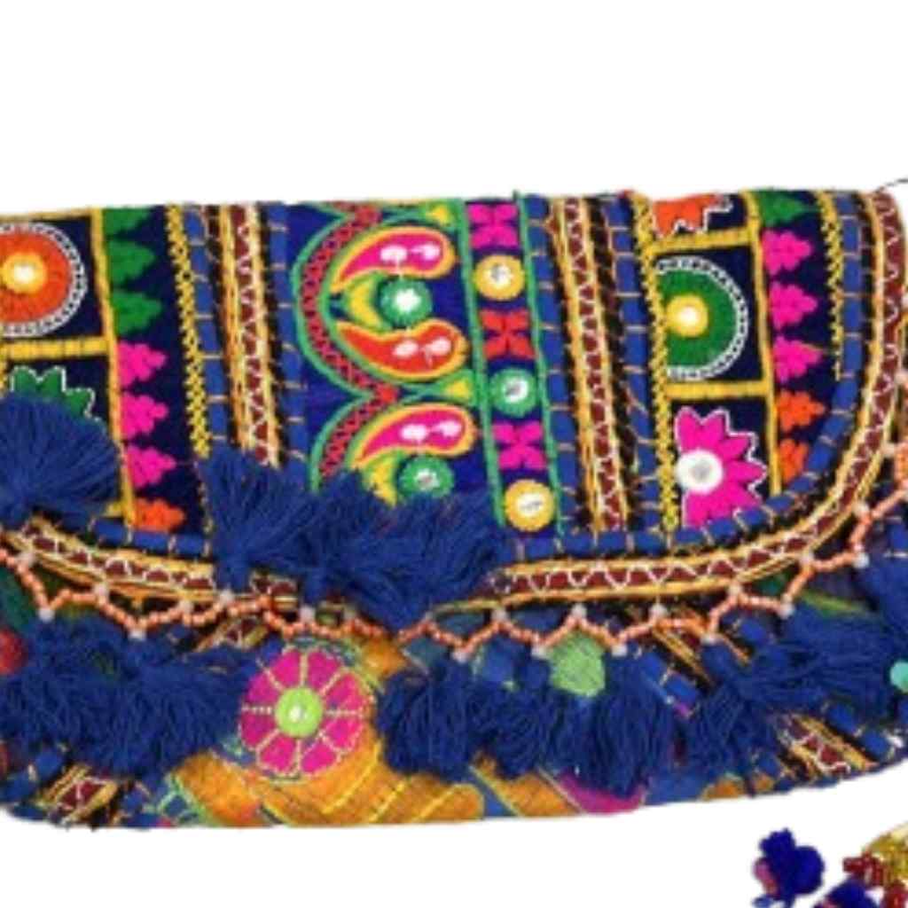 Multicolor Boho Embroidered Sling Purse for Women
