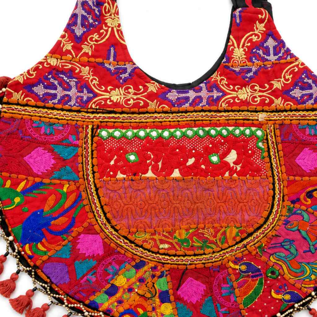 Tribal Hues Boho Embroidered Tote Bag