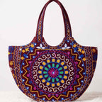 Geometric Motifs Embroidered Rajasthani Tote Bag