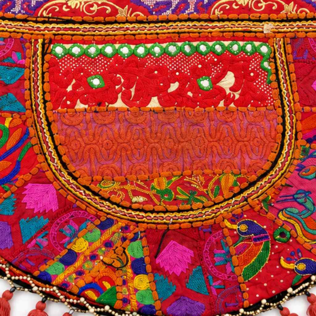 Tribal Hues Boho Embroidered Tote Bag