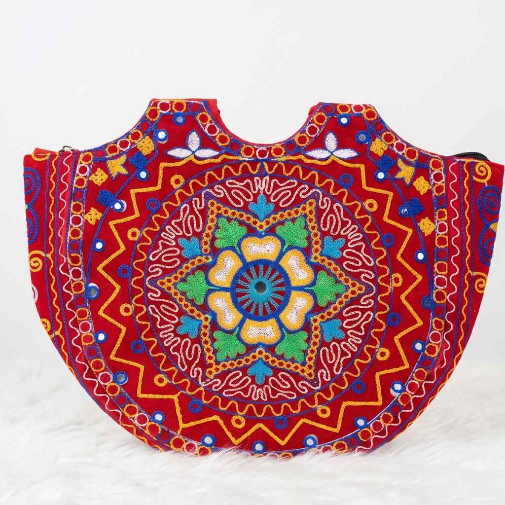 Geometric Motifs Embroidered Rajasthani Tote Bag