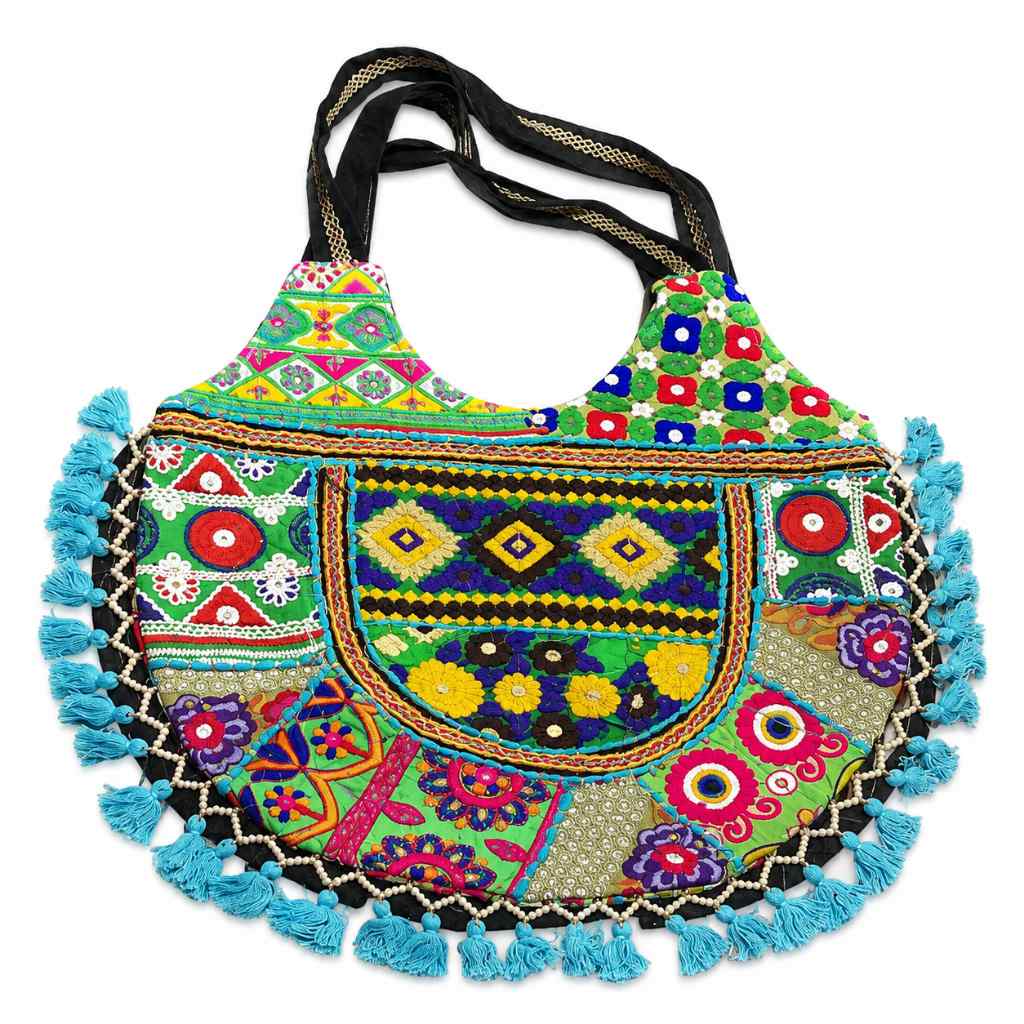 Tribal Hues Boho Embroidered Tote Bag