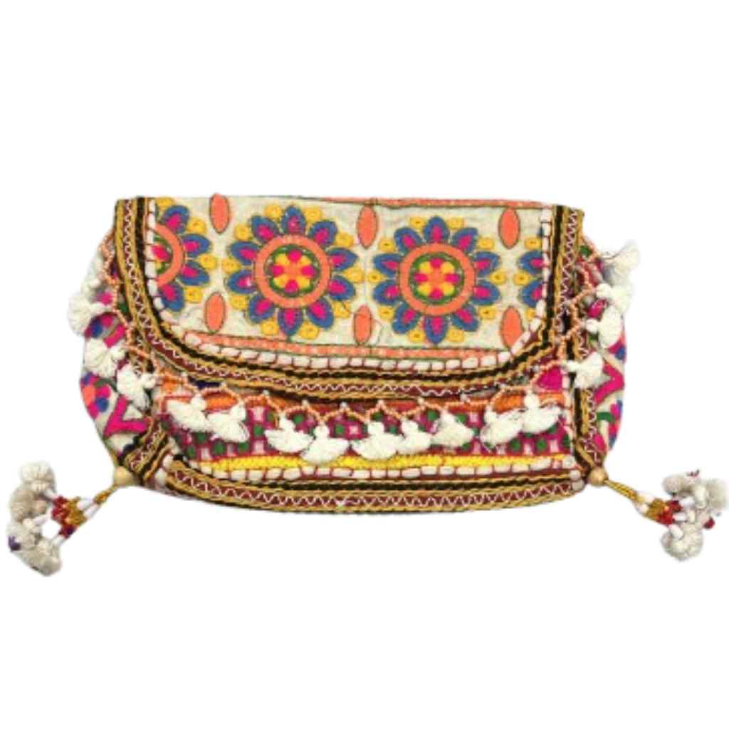 Multicolor Boho Embroidered Sling Purse for Women