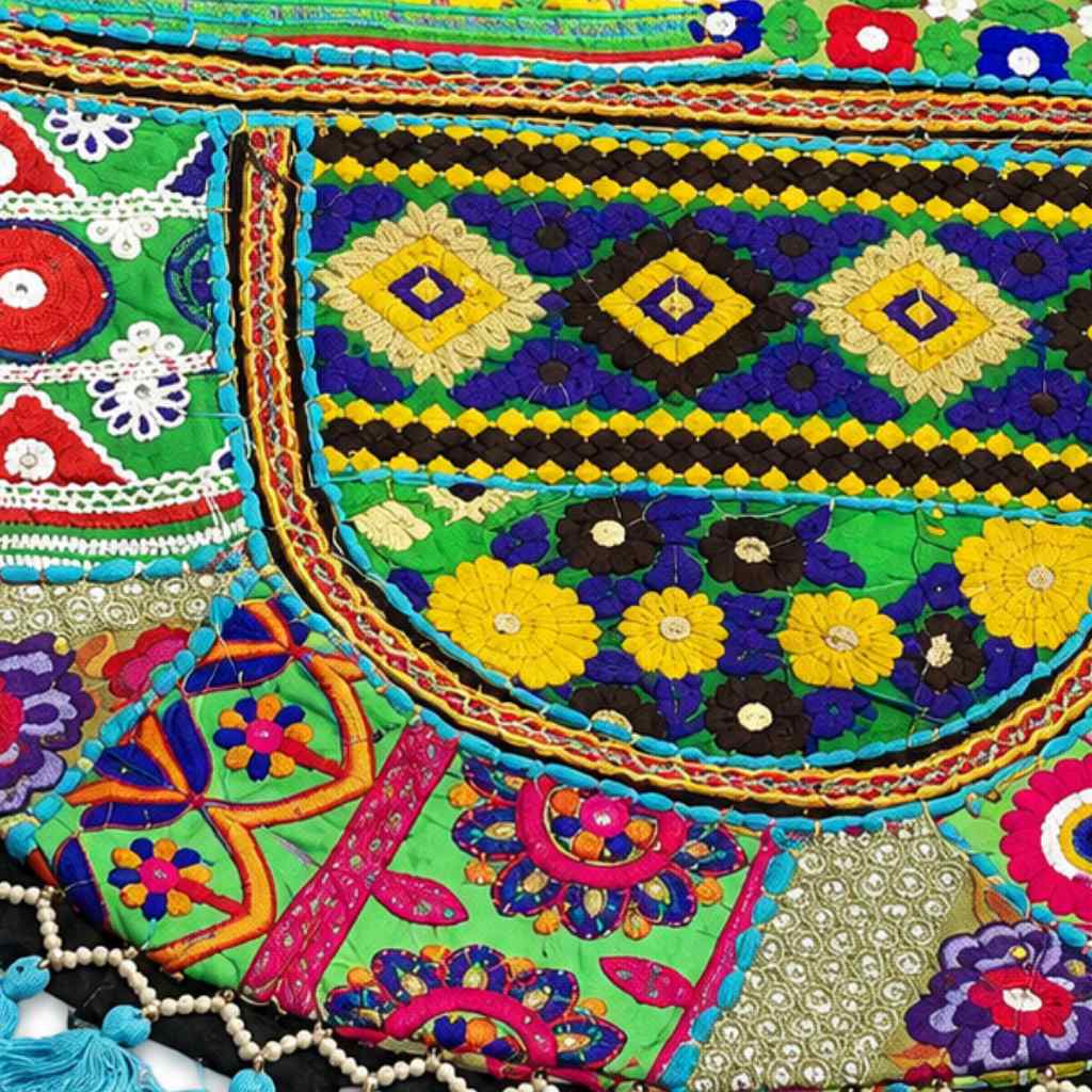 Tribal Hues Boho Embroidered Tote Bag