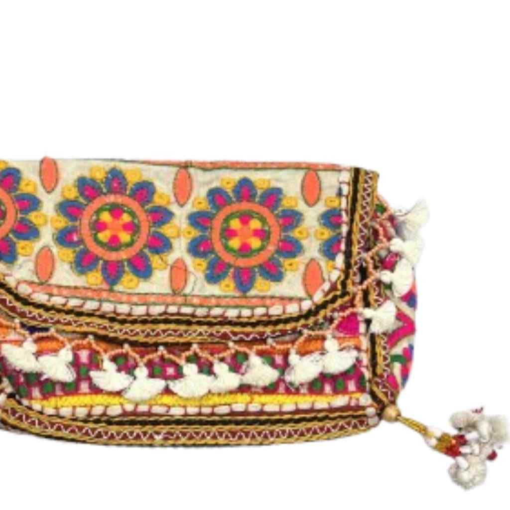 Multicolor Boho Embroidered Sling Purse for Women