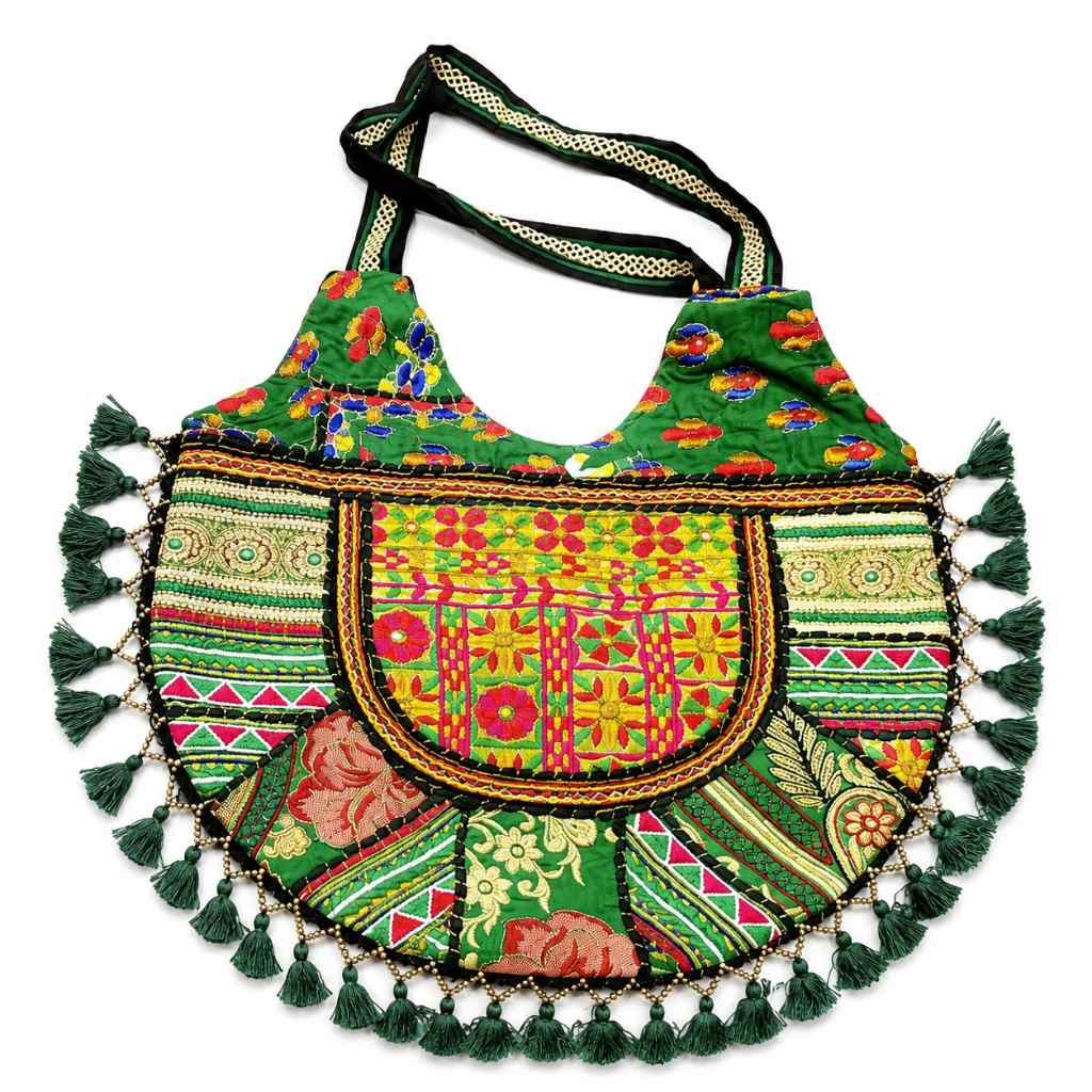Tribal Hues Boho Embroidered Tote Bag