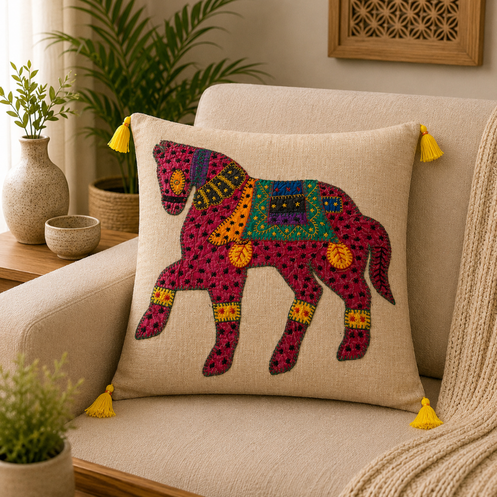Heritage Horse Applique Cushion Cover