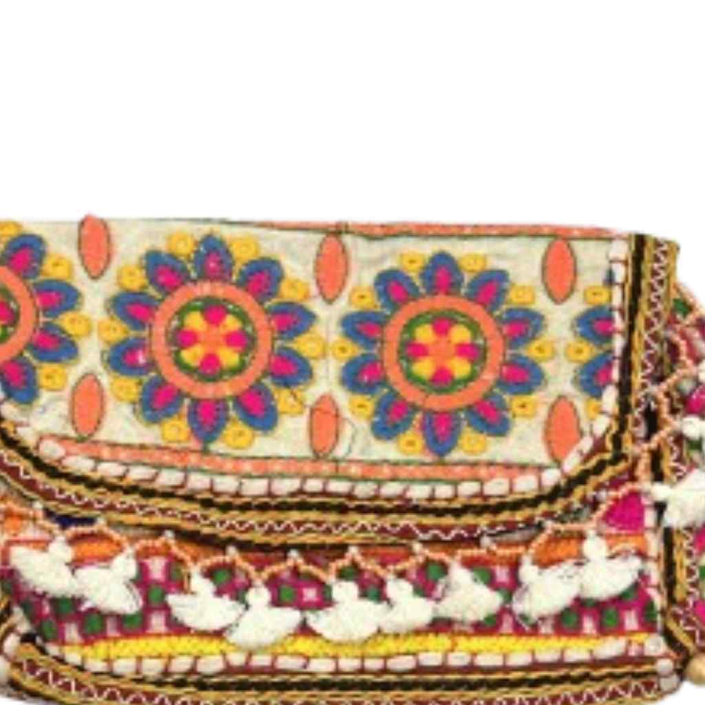 Multicolor Boho Embroidered Sling Purse for Women