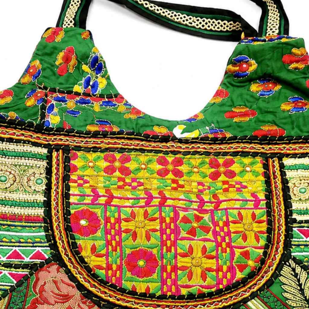 Tribal Hues Boho Embroidered Tote Bag