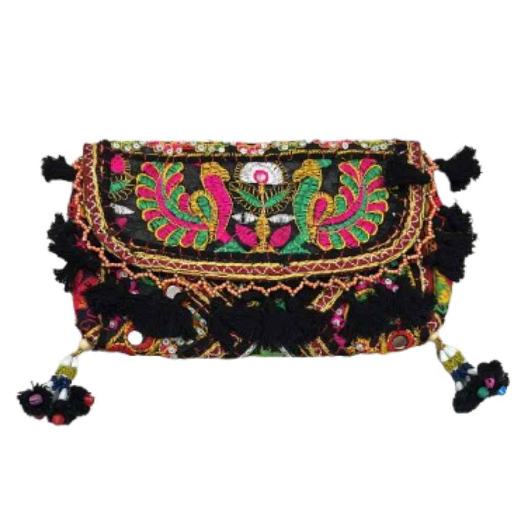 Boho Embroidered Sling Purse for Women
