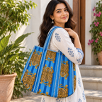 Printed Jaipuri Tote Bag | Animal and Floral Printed Rajasthani Bag
