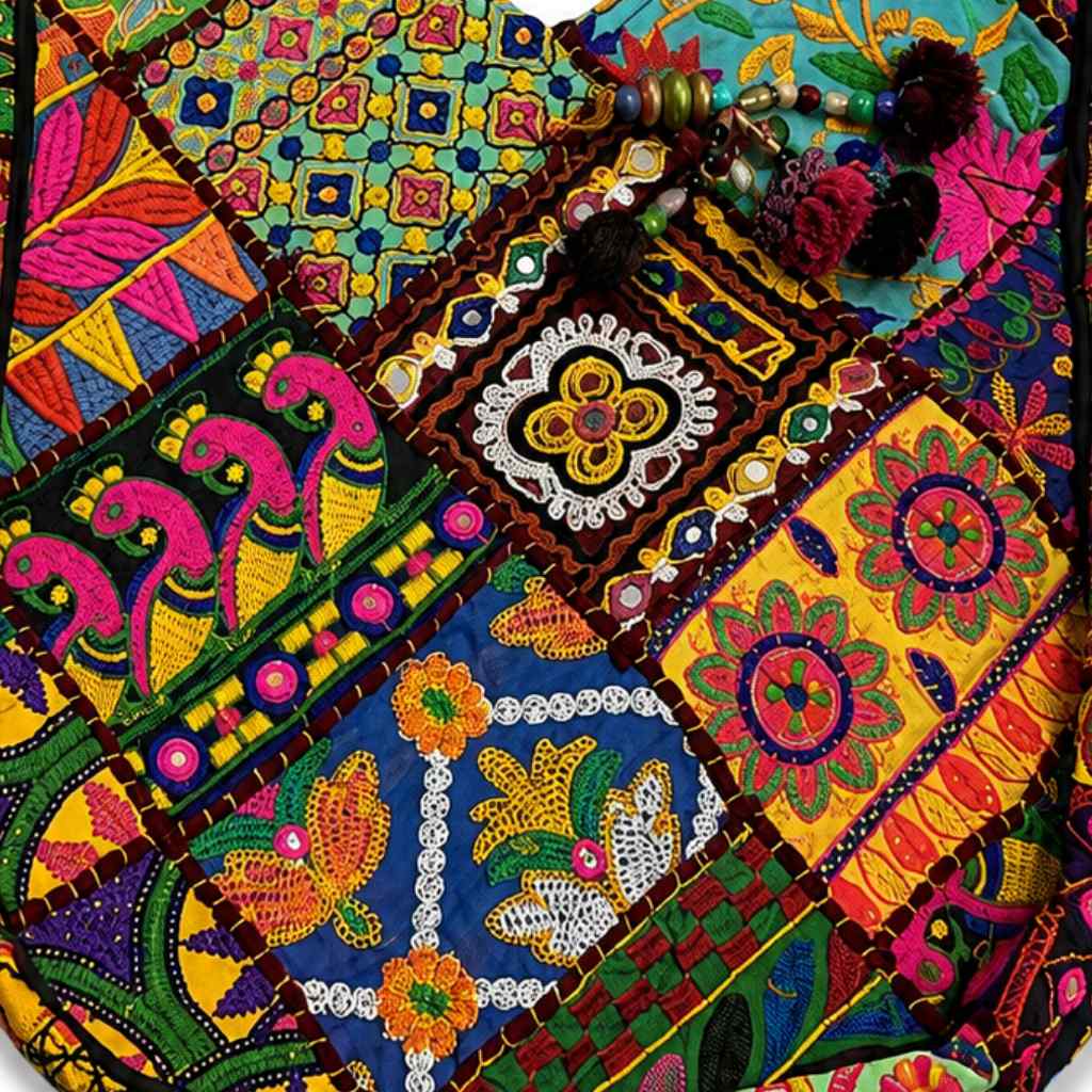 Colorful Bliss Cotton Bag with Detailed Embroidery Work