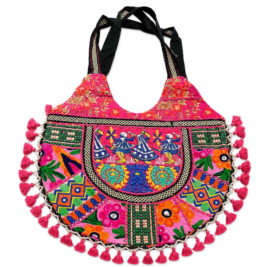 Tribal Hues Boho Embroidered Tote Bag
