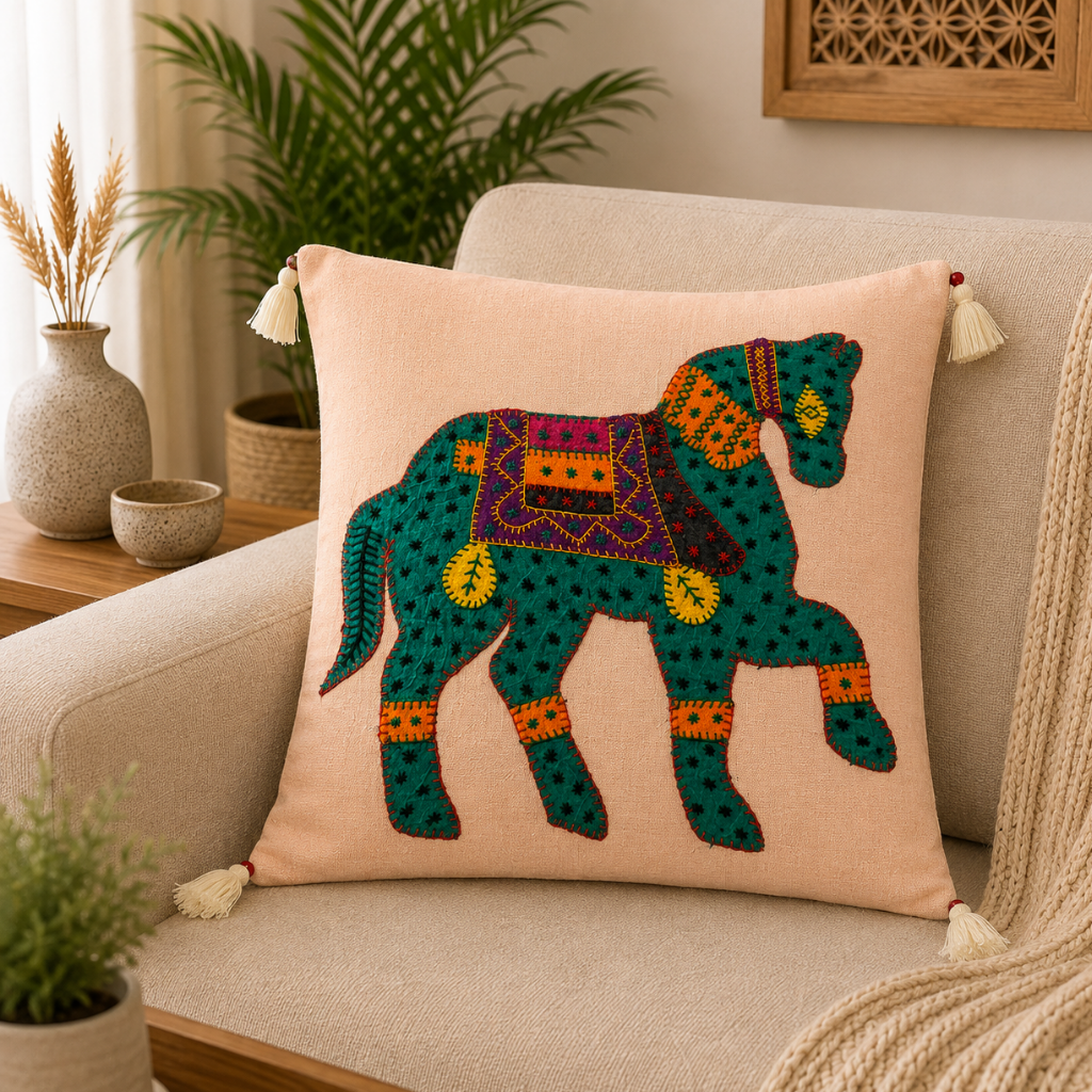 Heritage Horse Applique Cushion Cover