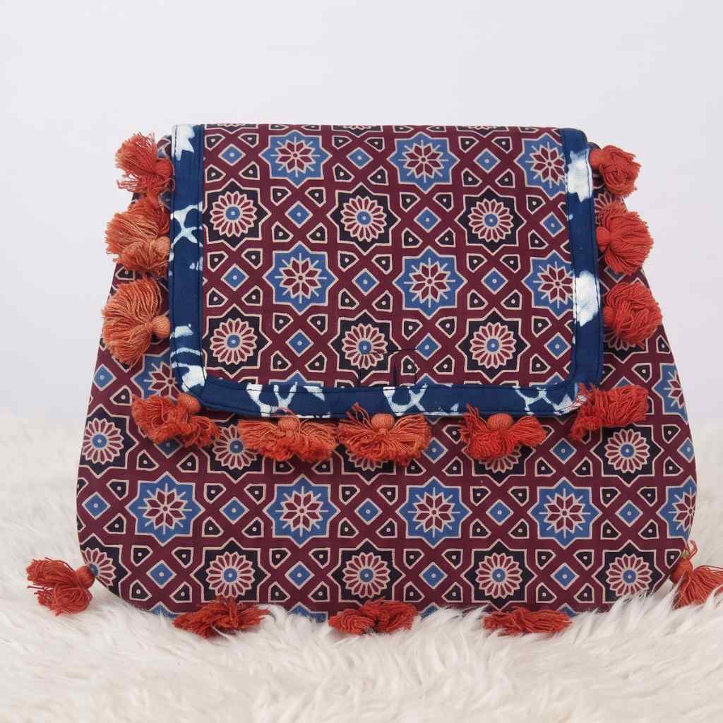 Indie Craft  Printed Ajrakh Sling Bag