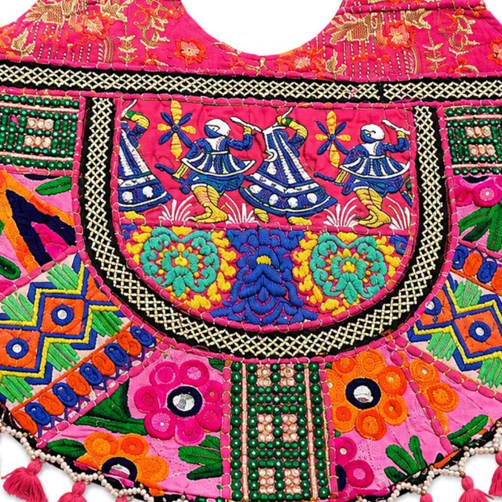 Tribal Hues Boho Embroidered Tote Bag