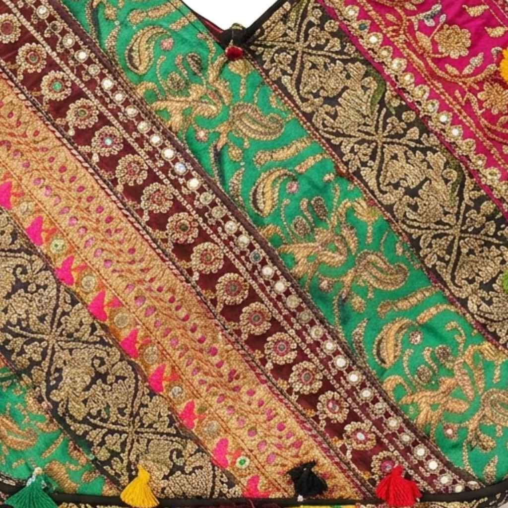 Ethnic Multicolor Embroidered Zari Tote Bag for Women