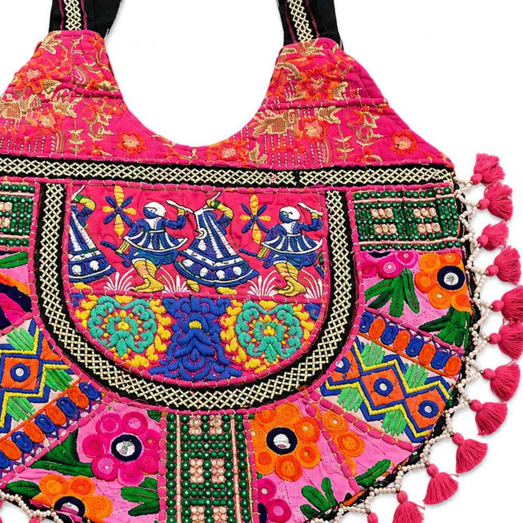 Tribal Hues Boho Embroidered Tote Bag