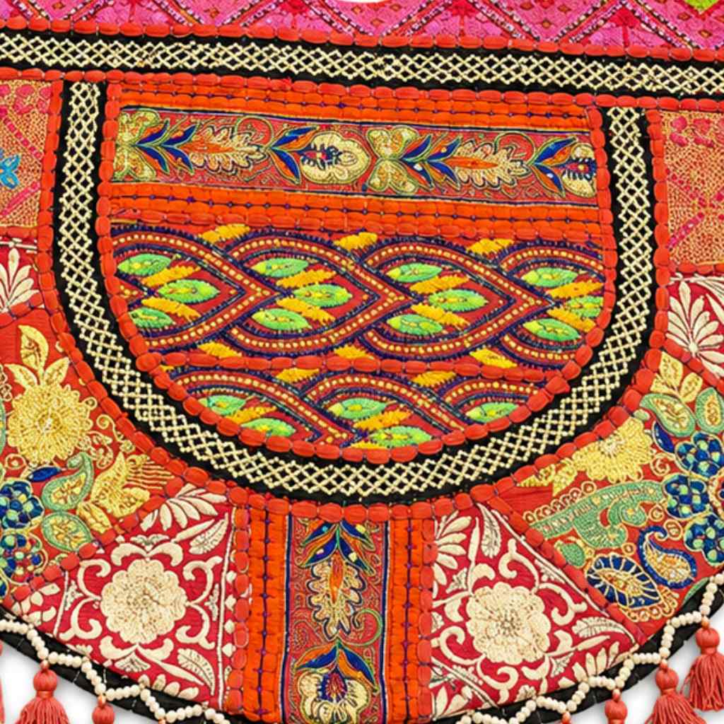 Tribal Hues Boho Embroidered Tote Bag