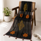 Vintage Paisley Applique Patchwork Black Dupatta