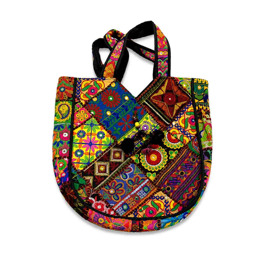 Colorful Bliss Cotton Bag with Detailed Embroidery Work