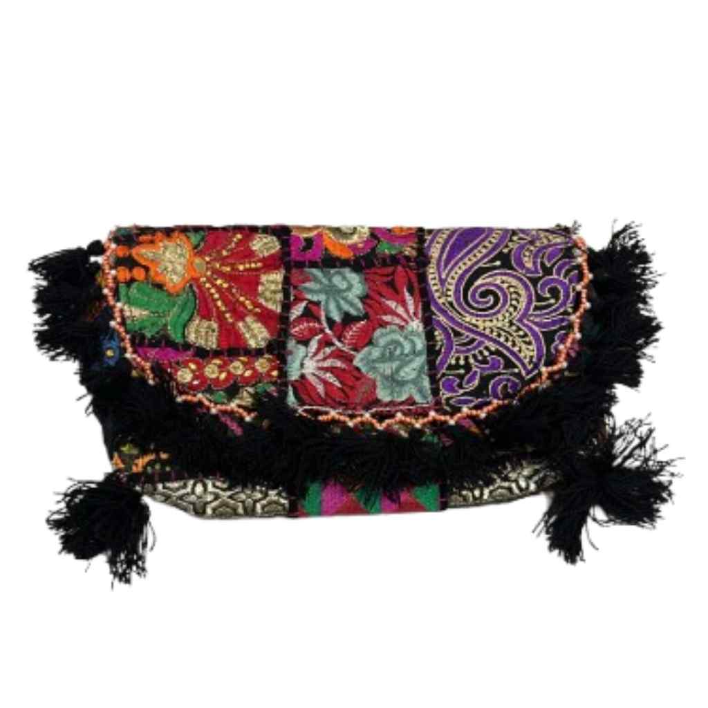 Boho Embroidered Sling Purse for Women