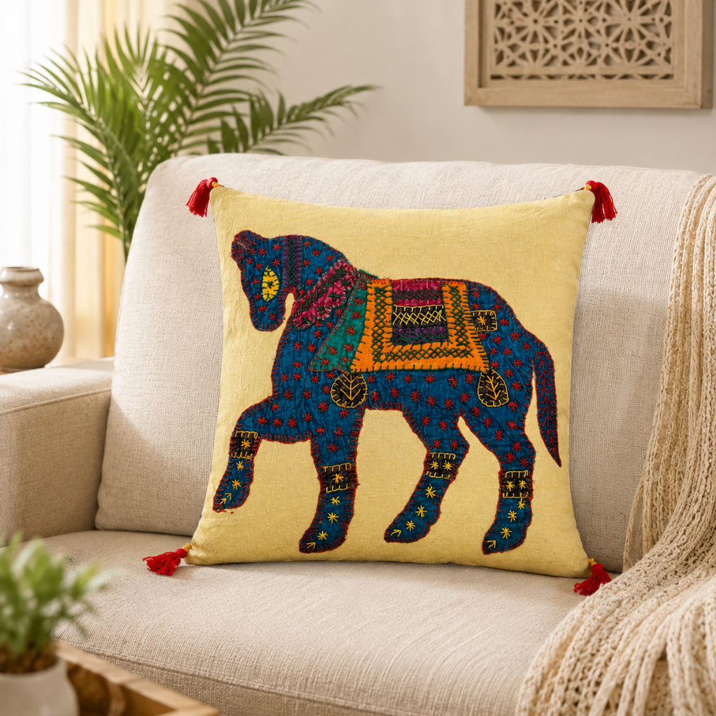 Heritage Horse Applique Cushion Cover
