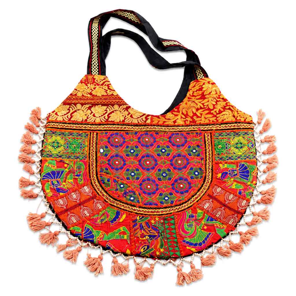 Tribal Hues Boho Embroidered Tote Bag
