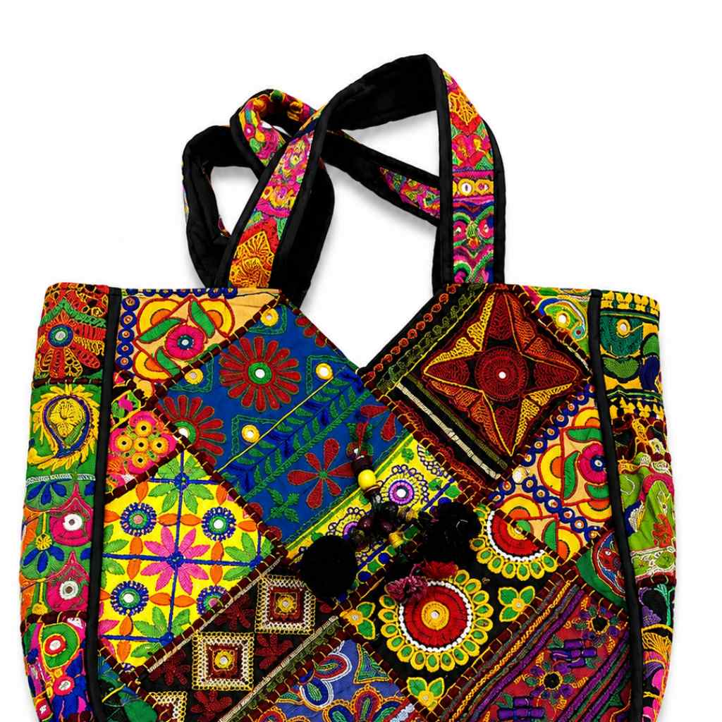 Colorful Bliss Cotton Bag with Detailed Embroidery Work