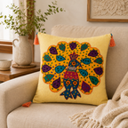 Peacock Applique Cushion Cover for Sofa or Bed Throw