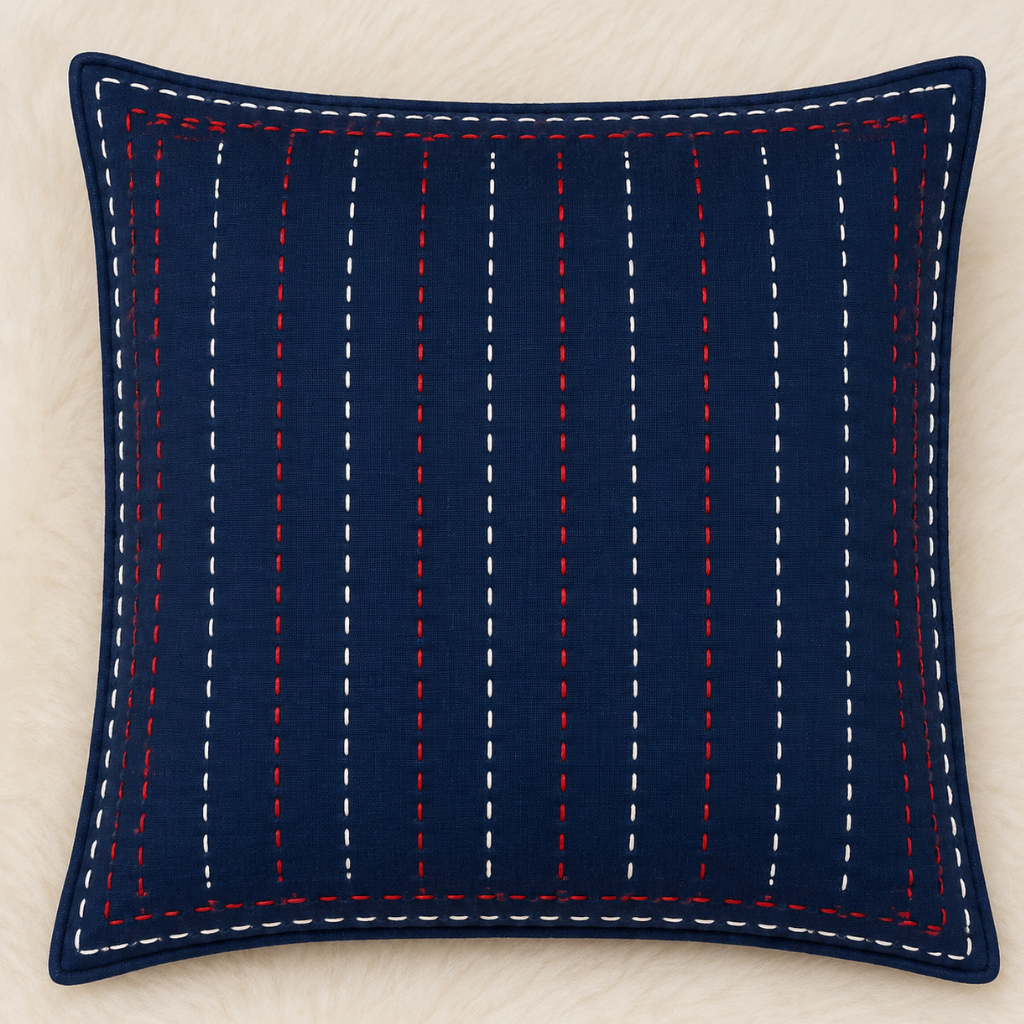 Minimal Line Detailed Thread Work Embroidered Cushion Cover