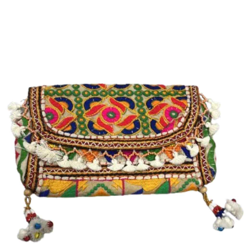 Boho Embroidered Sling Purse for Women