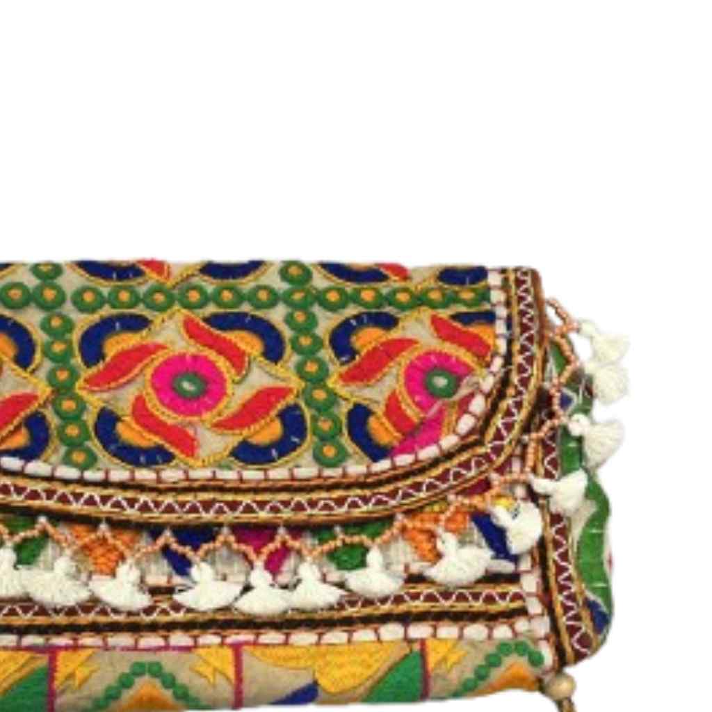 Boho Embroidered Sling Purse for Women