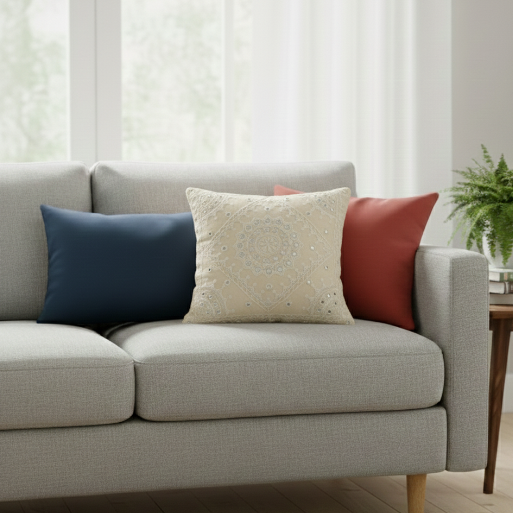 Cozy Comfort Embroidered Cushion Cover