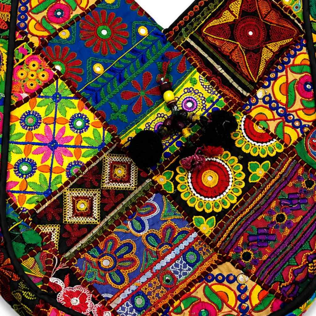 Colorful Bliss Cotton Bag with Detailed Embroidery Work