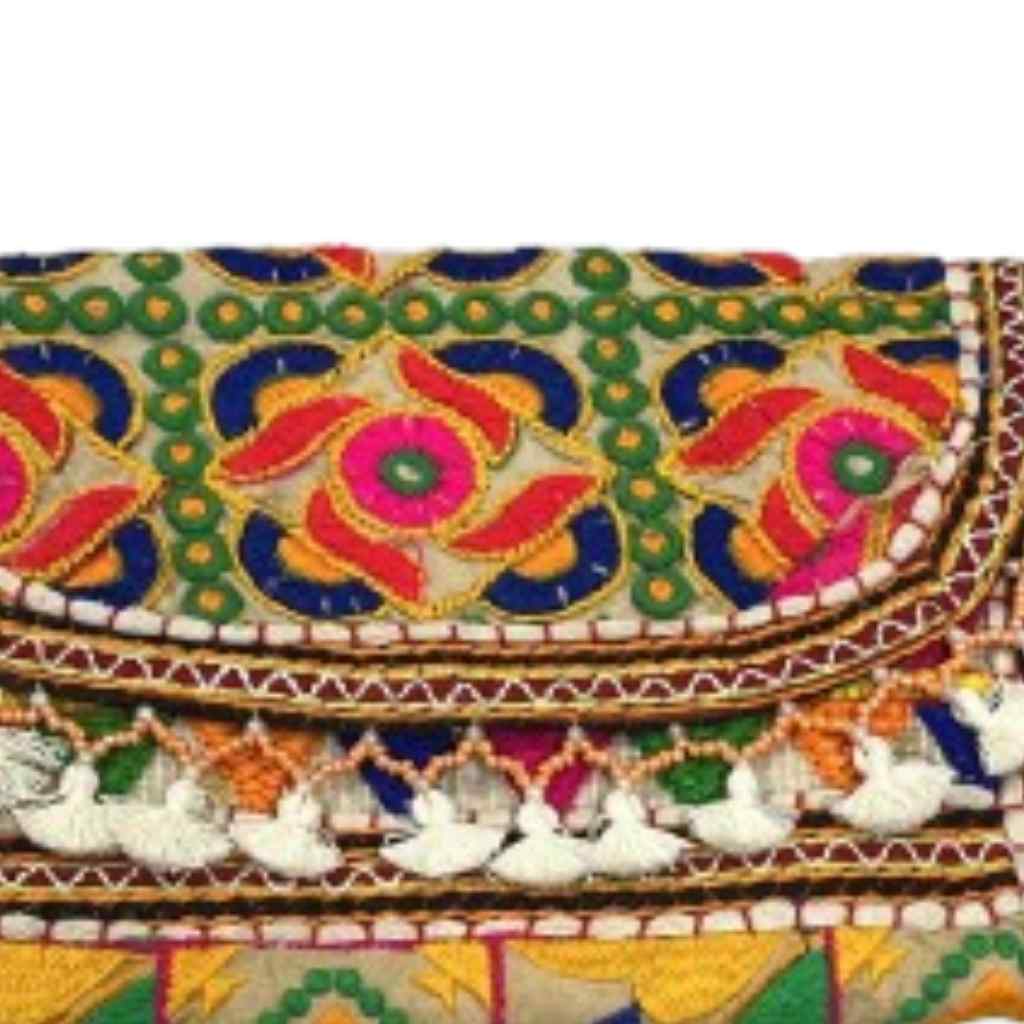 Boho Embroidered Sling Purse for Women