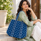 Printed Jaipuri Tote Bag | Animal and Floral Printed Rajasthani Bag