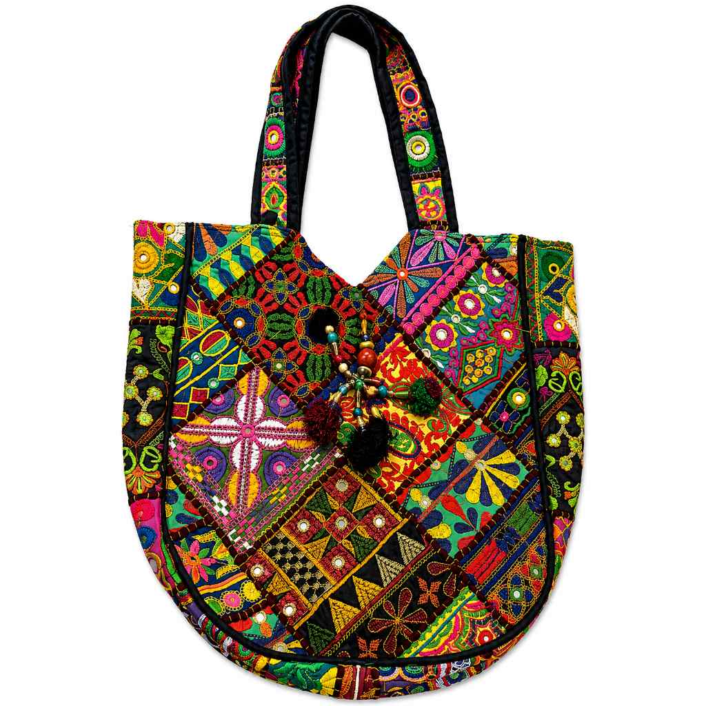 Colorful Bliss Cotton Bag with Detailed Embroidery Work