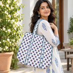 Printed Jaipuri Tote Bag | Animal and Floral Printed Rajasthani Bag