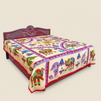 Vibrant Heritage Elephant Motifs Applique Bedsheet