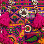 Boho Embroidered Tote Bag with Tassels