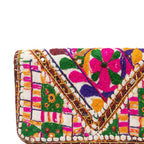 Boho Bloom Colorful Embroidered Cotton Clutch