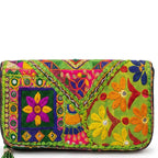 Boho Bloom Colorful Embroidered Cotton Clutch
