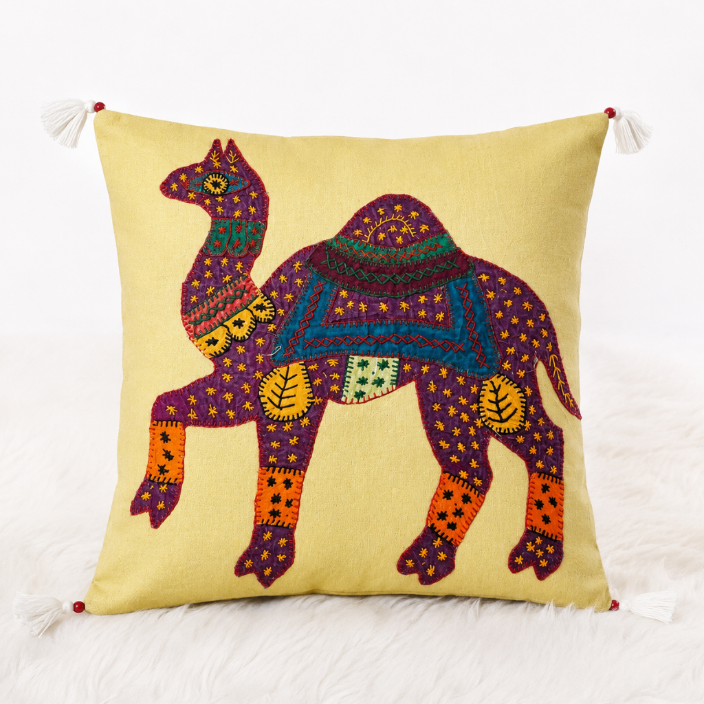 Bohemian Camel Applique Cushion Cover