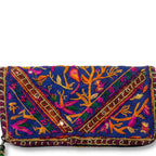 Boho Bloom Colorful Embroidered Cotton Clutch