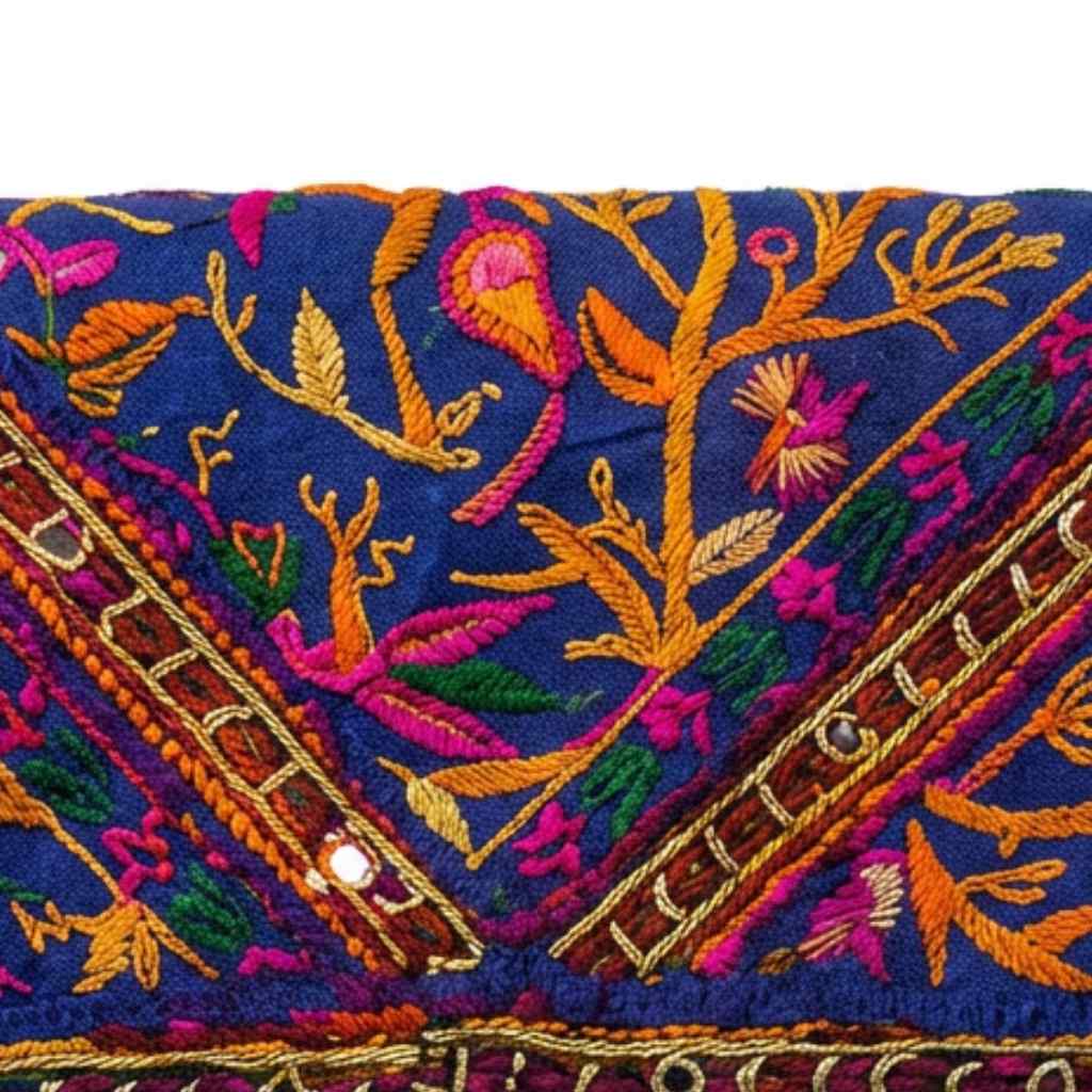Boho Bloom Colorful Embroidered Cotton Clutch