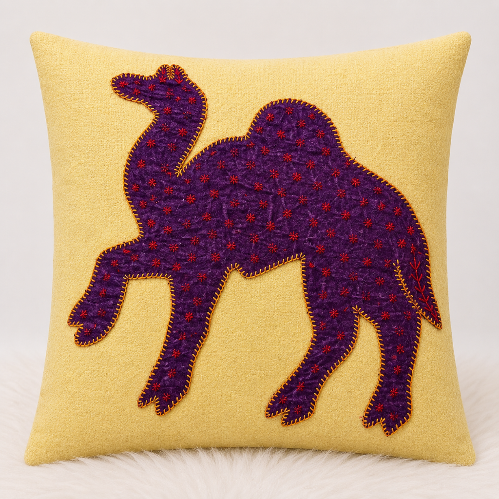 Traditional Indian Camel Applique Cushion Cover
