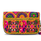 Boho Bloom Colorful Embroidered Cotton Clutch