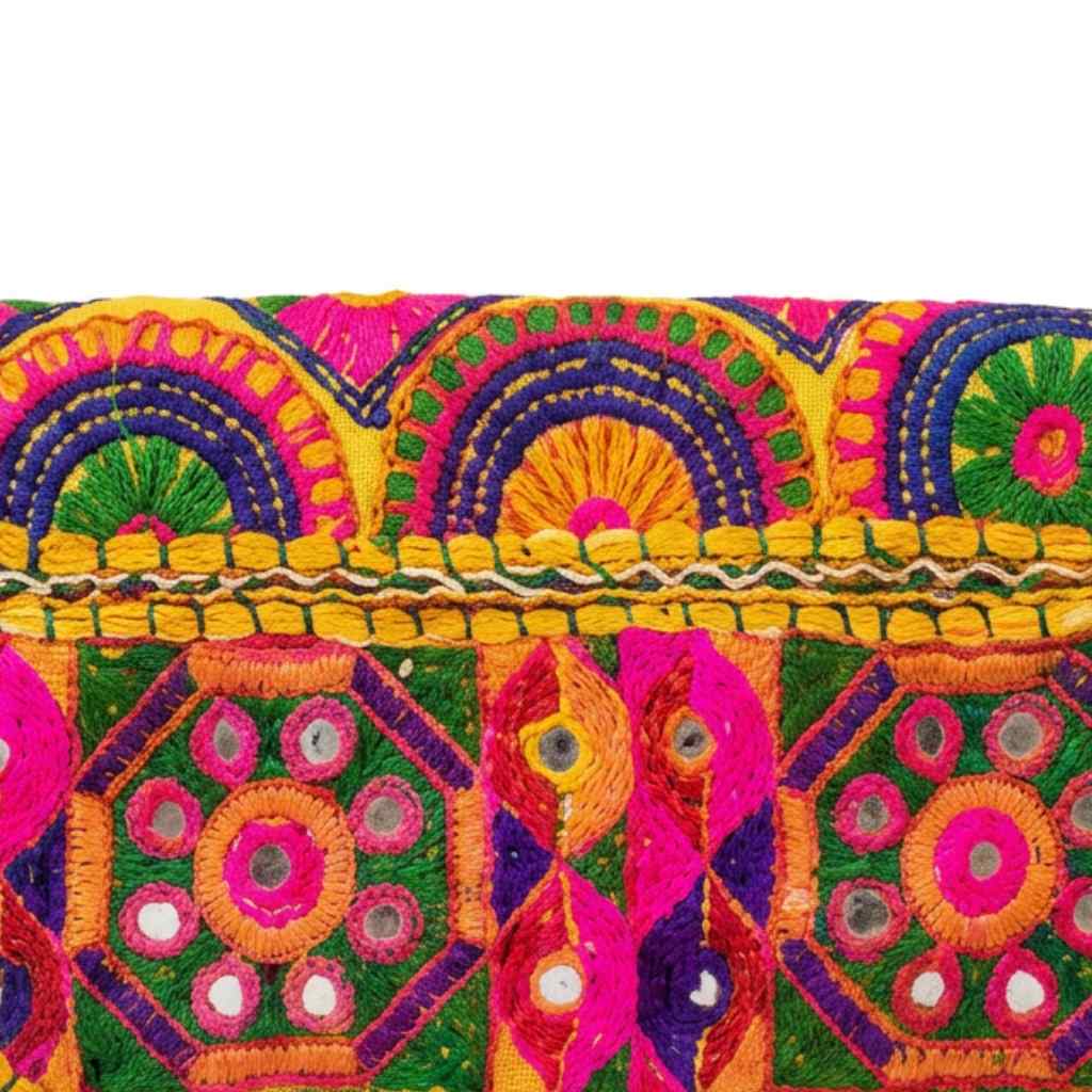 Boho Bloom Colorful Embroidered Cotton Clutch