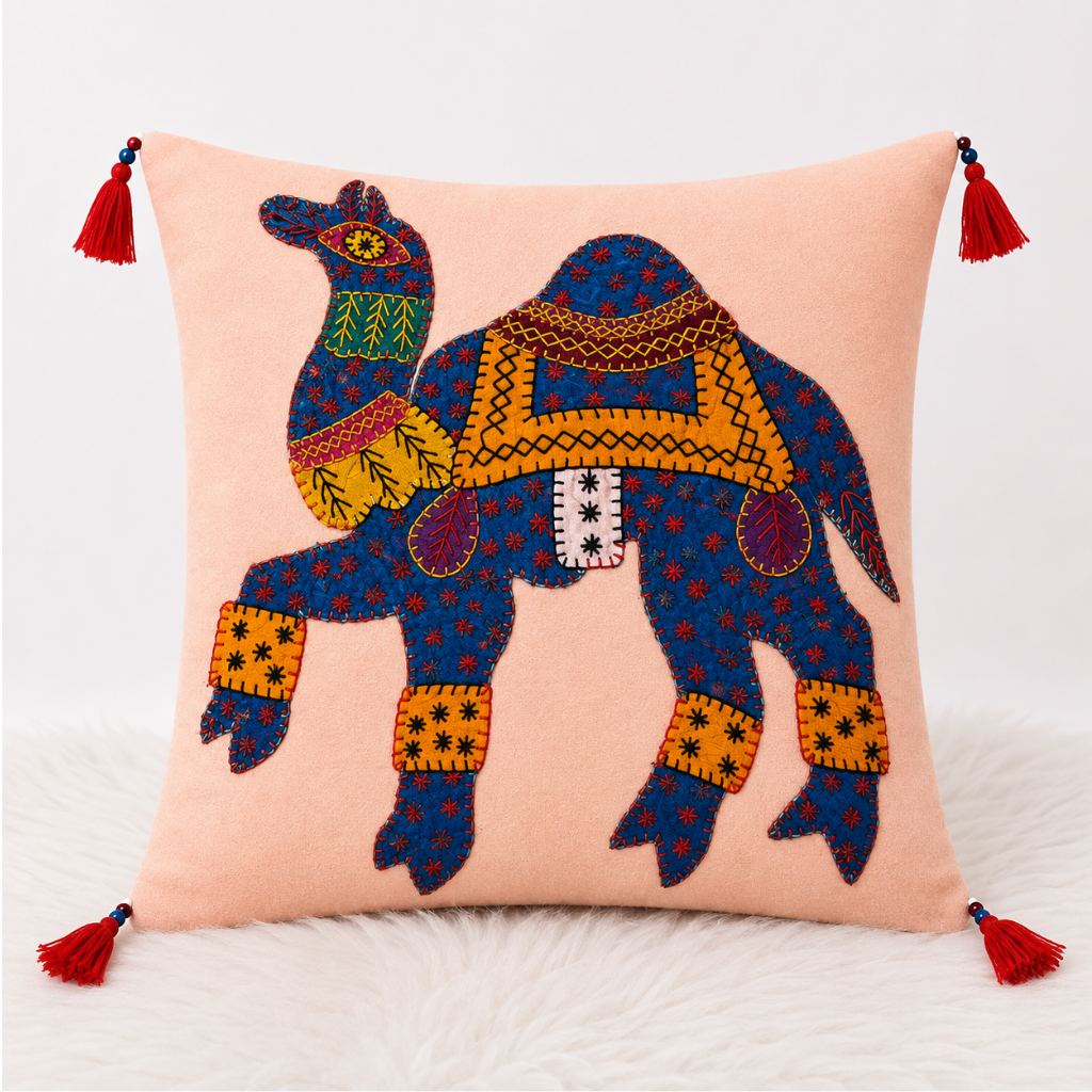 Bohemian Camel Applique Cushion Cover